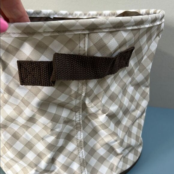 Thirty-One Cinch-Top Bin Taupe Gingham NWT - Picture 4 of 6